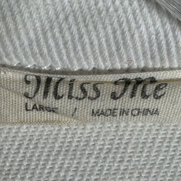 Miss Me Oversized Denim Shirt Jacket Blue White Colorblock Chest Pockets - Picture 5 of 5